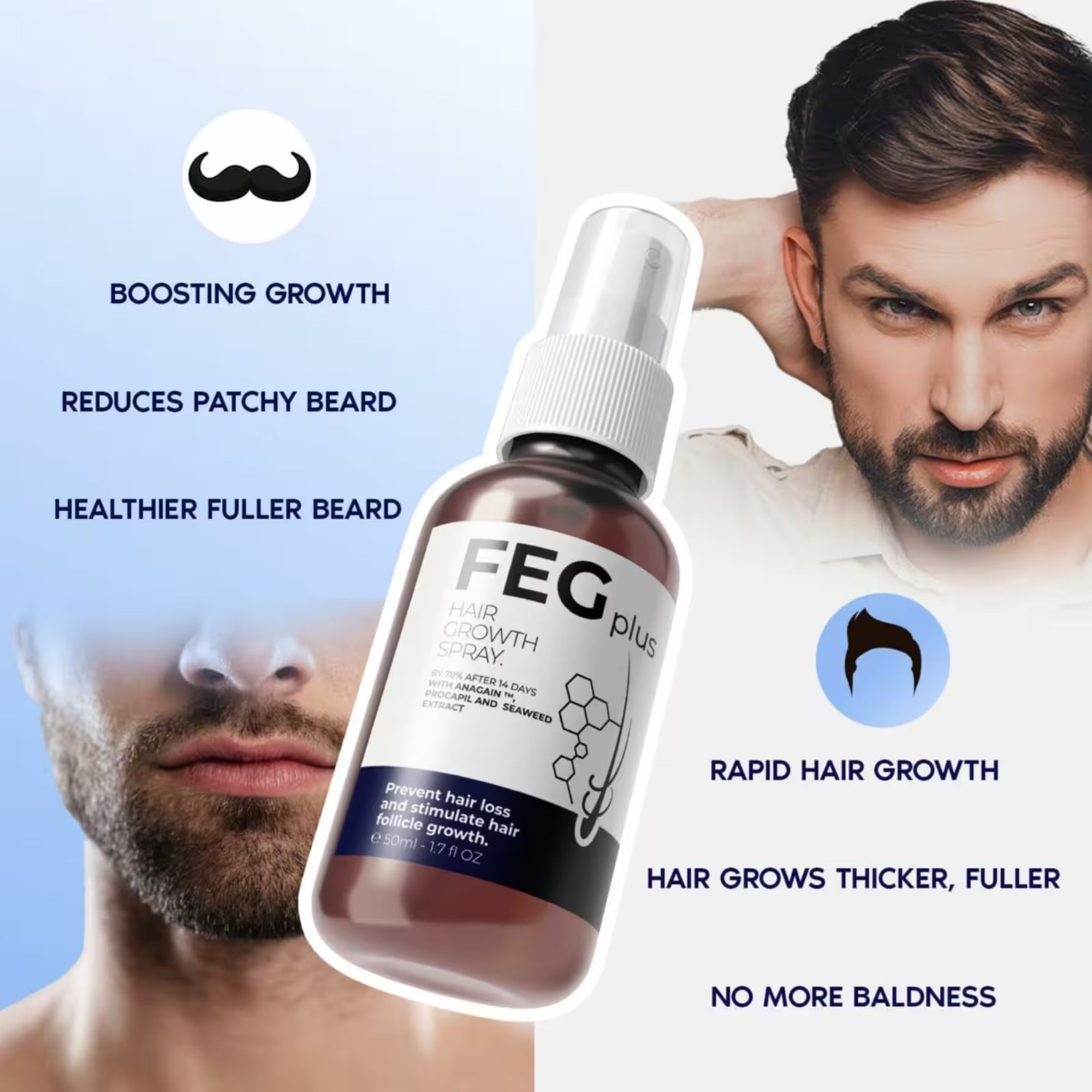 FEG Plus Hair Growth Spray 50ml | Anti-Hair Loss & Regrowth Solution